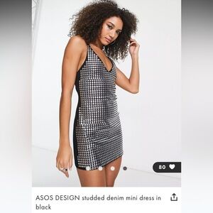 LIKE NEW ⭐️ studded black denim mini dress from ASOS worn for Beyoncé concert